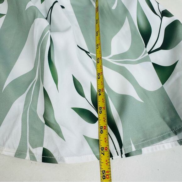 Noracora  Maxi Long Dress V-Neck Green Leaves Print Flowy Modest Size XXL New - Picture 11 of 13